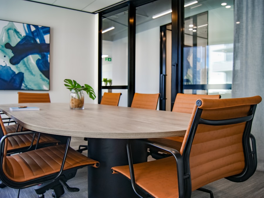 Modern boardroom with a conference table